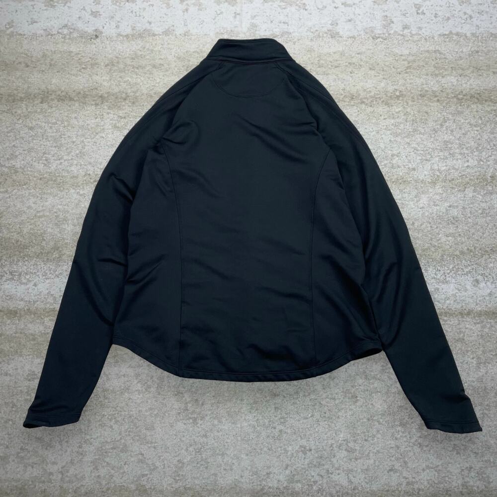Vintage Y2K Nike Running Jacket Womens L Black Polyester White Swoosh Full Zip - Picture 2 of 3